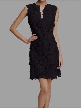 Tory Burch Black Floral Appliqué Mini Dress